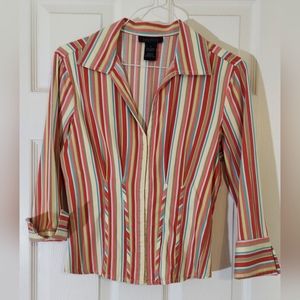 The Limited Stretch, Size Small, Striped 3/4 Length Sleeve Blouse. 1990s Vintage